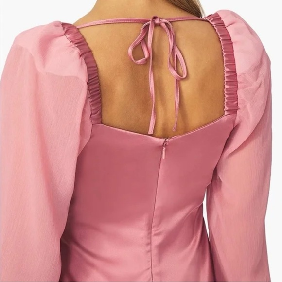 WEWOREWHAT Satin Long Sleeve Mini Dress - Picture 2 of 9